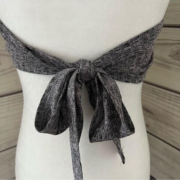 Grey Heather Tie Back Halter Crop Top - Picture 4 of 6